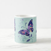 Aqua und Lila Schmetterling Kaffeetasse (Mittel)
