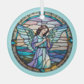 Aqua und Lilac Angel gesteinigt Ornament Aus Glas (Vorderseite)