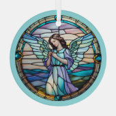 Aqua und Lilac Angel gesteinigt Ornament Aus Glas (Rückseite)