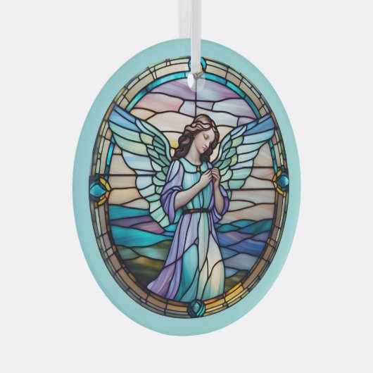 Aqua und Lilac Angel gesteinigt Ornament Aus Glas (Vorderseite Rechts)