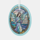 Aqua und Lilac Angel gesteinigt Ornament Aus Glas (Vorderseite links)