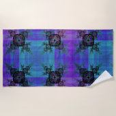 Aqua und Lilac Fraktal Joy Beach Handtuch (Vorderseite)