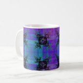 Aqua und Lilac Fraktal Joy Coffee Tasse (Vorderseite Links)