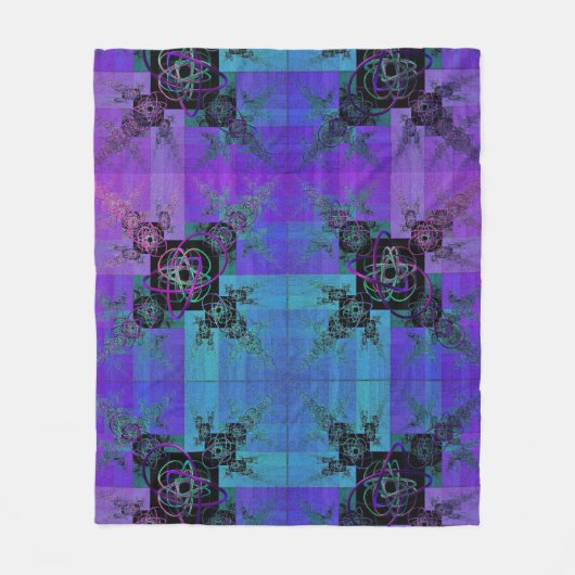 Aqua und Lilac Fraktal Joy Fleece Blanket (Vorderseite)