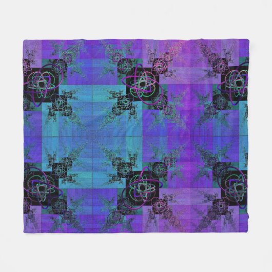 Aqua und Lilac Fraktal Joy Fleece Blanket (Vorderseite (Horizontal))