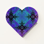 Aqua und Lilac Fraktal Joy Heart Spiral Notebook Notizblock (Rückseite)