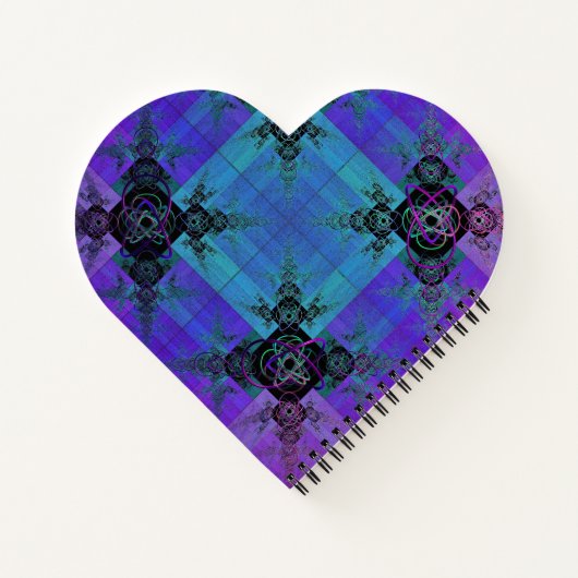 Aqua und Lilac Fraktal Joy Heart Spiral Notebook Notizblock (Rückseite)