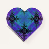Aqua und Lilac Fraktal Joy Heart Spiral Notebook Notizblock (Vorderseite)