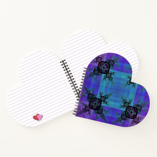 Aqua und Lilac Fraktal Joy Heart Spiral Notebook Notizblock (Innenseite)