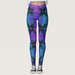 Aqua und Lilac Fraktal Joy Leggings
