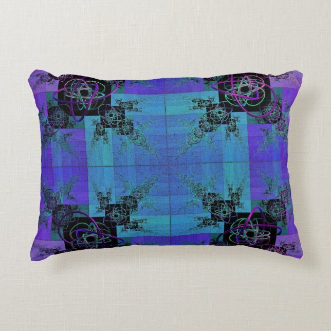 Aqua und Lilac Fraktal Joy Pillow Dekokissen (Vorderseite)