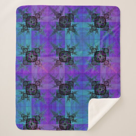 Aqua und Lilac Fraktal Joy Sherpa Blanket Sherpadecke (Vorderseite)