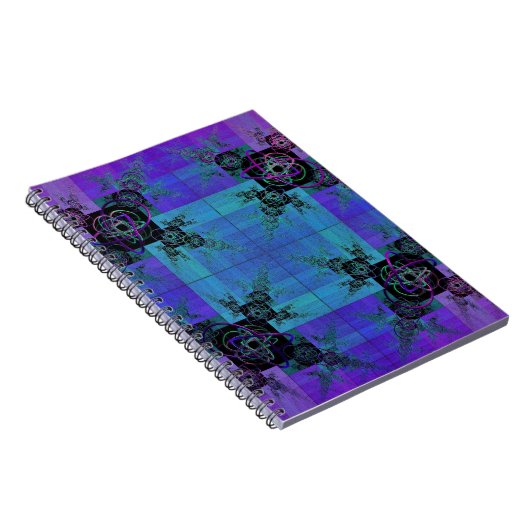 Aqua und Lilac Fraktal Joy Spiral Notebook Notizblock (Rechte Seite)