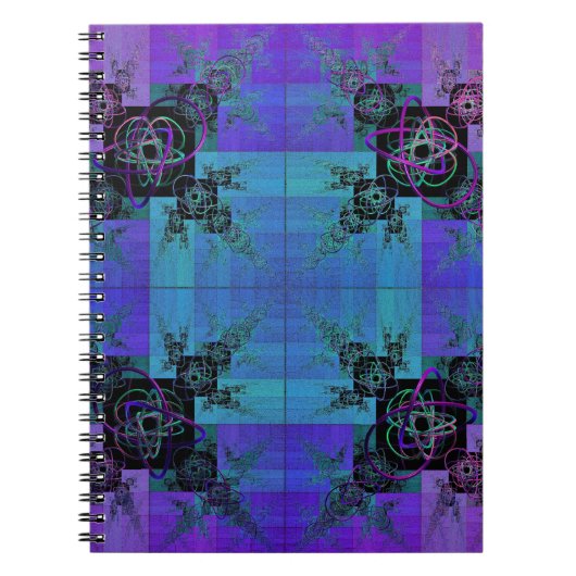 Aqua und Lilac Fraktal Joy Spiral Notebook Notizblock (Vorderseite)