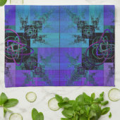 Aqua und Lilac Fraktal Joy Teetuch Geschirrtuch (Gefaltet)