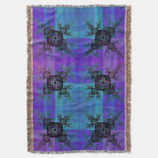 Aqua und Lilac Fraktal Joy Throw Blanket Decke (Vorderseite Vertikal)