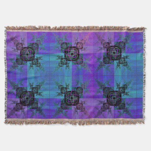 Aqua und Lilac Fraktal Joy Throw Blanket Decke (Vorderseite)