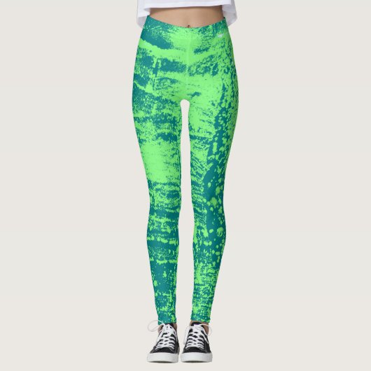 Aqua und Limone Wachs-Beschaffenheits-Leggings Leggings (Vorderseite)
