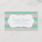 Aqua und Linen Moderne Streifen und Punkte Telefonnummerkarte (Vorderseite)