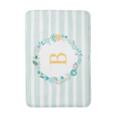 Aqua und Mit Monogramm gelber Blumenreath Badematte (Vorderseite Vertikal)