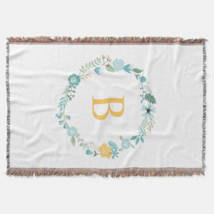 Aqua und Mit Monogramm gelber Blumenreath Decke