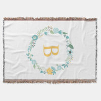 Aqua und Mit Monogramm gelber Blumenreath