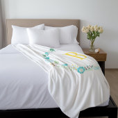 Aqua und Mit Monogramm gelber Blumenreath Fleecedecke