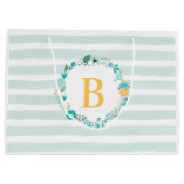 Aqua und Mit Monogramm gelber Blumenreath Große Geschenktüte (Rückseite)