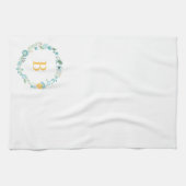 Aqua und Mit Monogramm gelber Blumenreath Küchentuch (Horizontal)