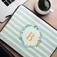 Aqua und Mit Monogramm gelber Blumenreath