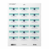 Aqua und Navy Preppy Diamond Zickzack Monogram Adressaufkleber (Vorne)