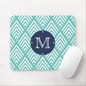 Aqua und Navy Preppy Diamond Zickzack Monogram Mousepad (Mit Mouse)