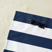 Aqua- und Navy-Streifen Personalisiert Strandtuch (Beispiel)
