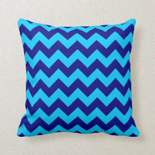 Aqua- und Navyblau-Zickzack Kissen