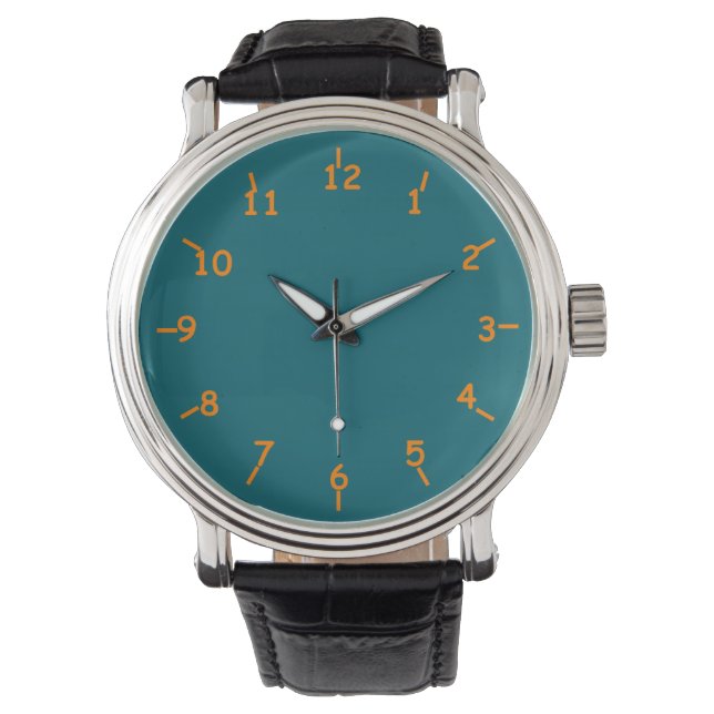 Aqua- und Orangennummern Armbanduhr (Vorderseite)