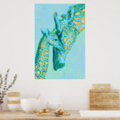 Aqua- und Pfirsichgiraffen Poster (Küche)