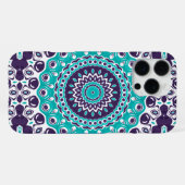 Aqua- und Pflaumen-Mandala-Design modern iPhone Hülle (Rückseite (Horizontal))