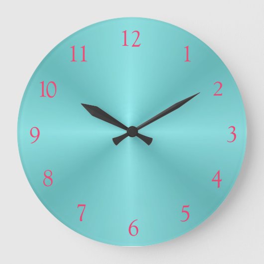 Aqua und Pink> Schlichte Wall Clock Große Wanduhr (Vorderseite)