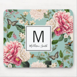 Aqua und Rosa Blumengarten Blumen Garten hinzufüge Mousepad