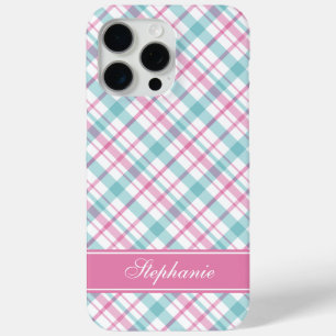 Aqua und rosa Kariertes Muster Case-Mate iPhone Hülle