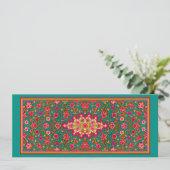 Aqua und rosa marokkanische Hochzeitsfeier Einladung (Stehend Vorderseite)