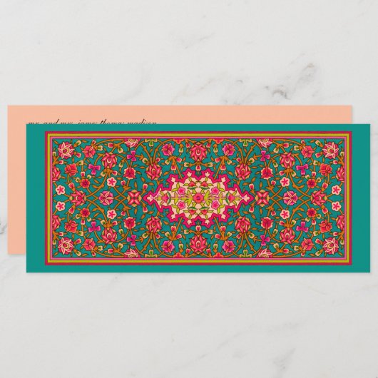 Aqua und rosa marokkanische Hochzeitsfeier Einladung (Vorne/Hinten)