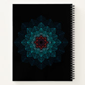 Aqua- und rote Blumen-Mandala Notizblock (Rückseite)