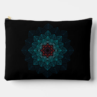 Aqua- und rote Blumenmandala Zubehörtasche