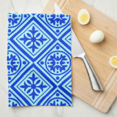 Aqua und Royal Blue Art Deco Modernes Küchentuch (Viertel Falte)