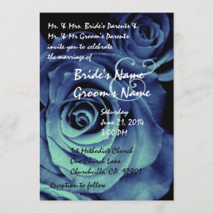 Aqua und Royal Blue Rose Einladung zur Hochzeit