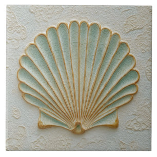 Aqua- und Sand-Kammmuschel-Schale Fliese