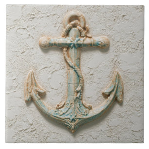 Aqua- und Sand-Küstenanker-Kunst Fliese