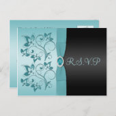 Aqua und Schwarz mit Jewel R.S.V.P Postkarte (Vorne/Hinten)