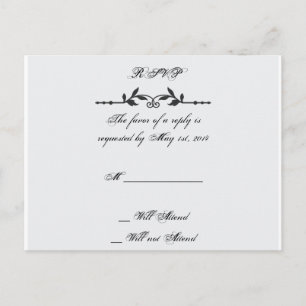 Aqua und schwarze elegante Hochzeits-RSVP Einladungspostkarte
